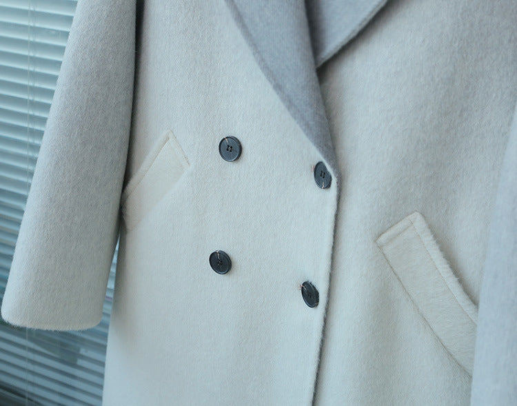 Women's double-faced tweed coat women's long trench coat 1162
