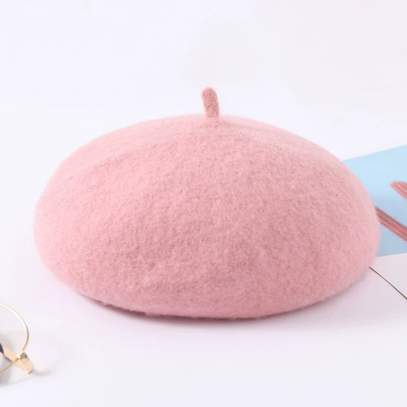 Woolen beret ladies' vintage woolen casual hat 1175
