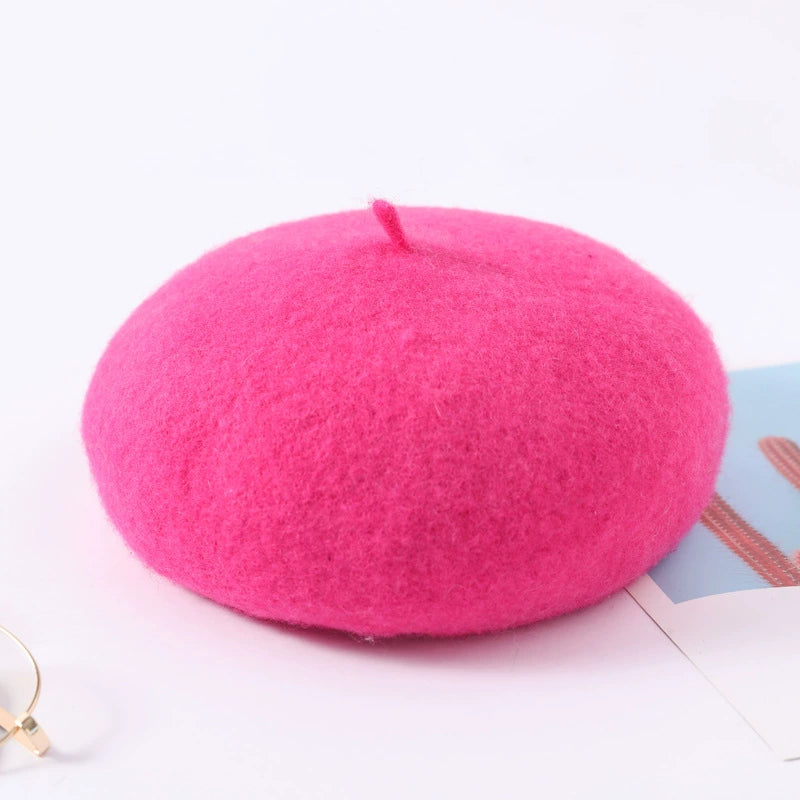 Woolen beret ladies' vintage woolen casual hat 1175